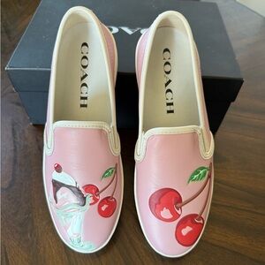 NEW Coach Sundae Glitter FG2115 Slip-on Leather Sneaker Pink Cherry 🍒 Size 9